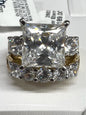 Charles Winston 2 pc Gold Over Sterling Silver Eterno CZ Wedding Set Size 8