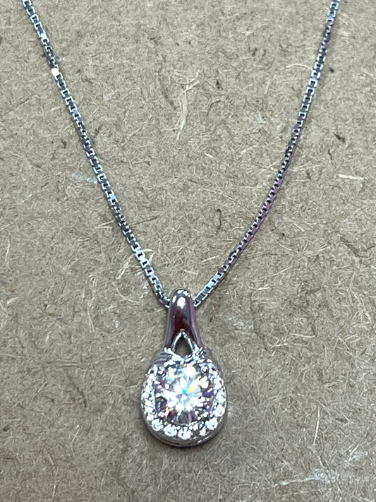 Sterling Strontium Titanate Pendant & Chain New JTV