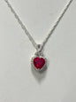 Sterling Silver Lab Cr Ruby & CZ Necklace Pendant Chain New JTV