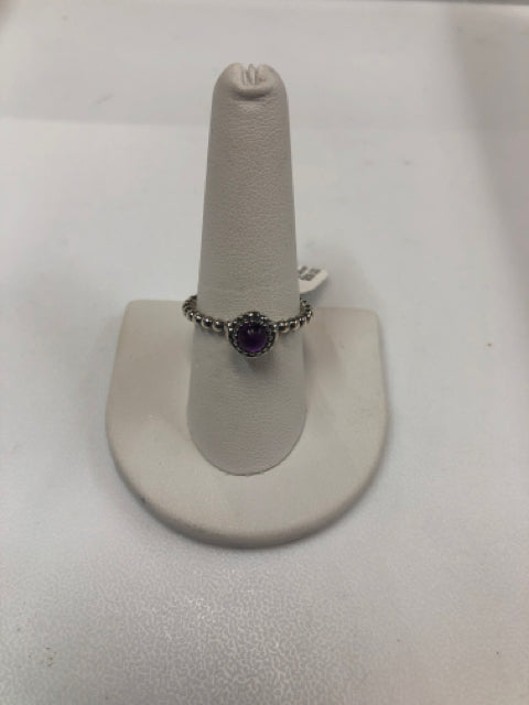 Pandora Sterling Silver Ring Size 9 Cabochon Amethyst
