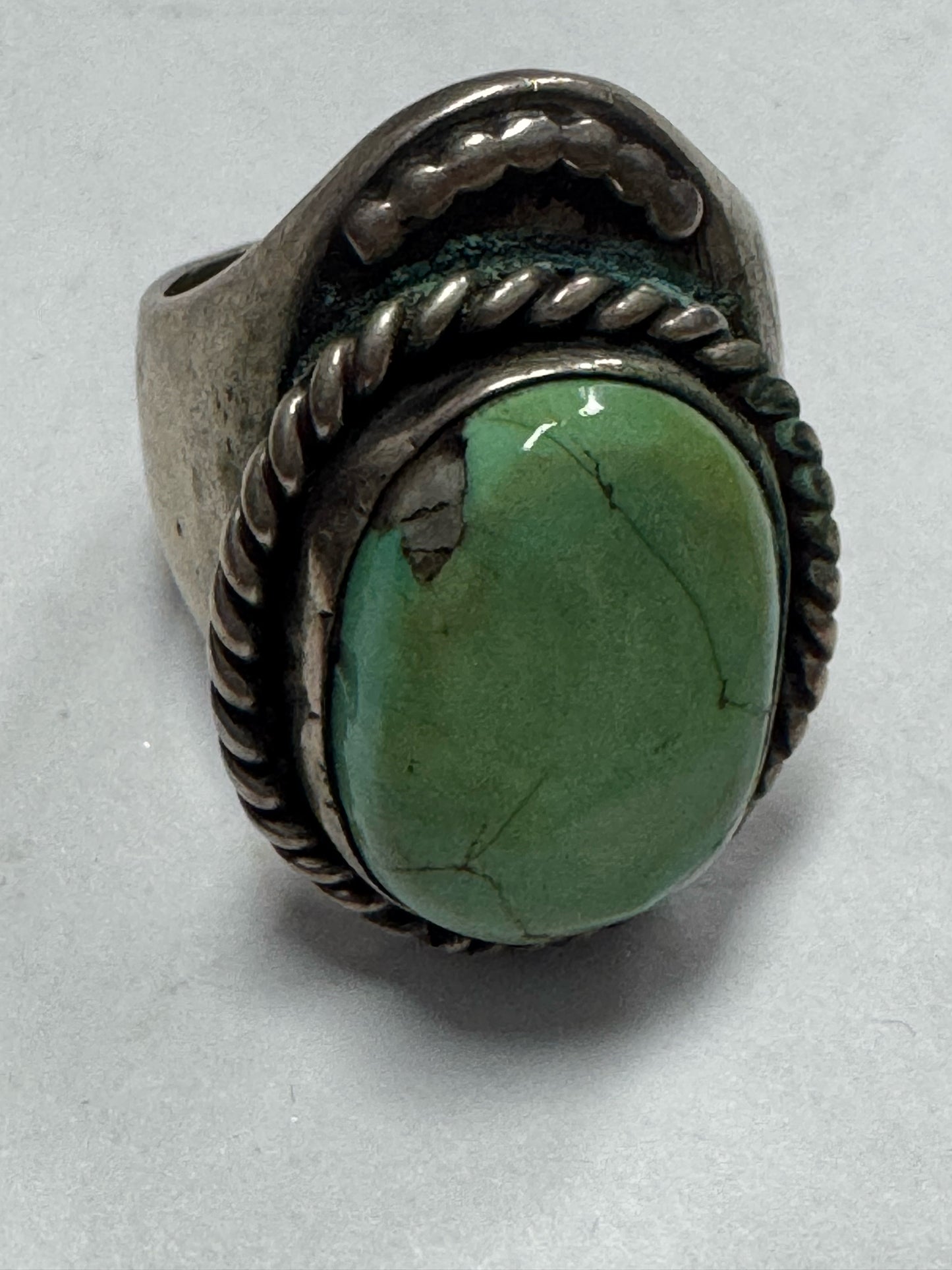 Native American Sterling Silver Ring Heavy Massive 33g Turquoise Size 11