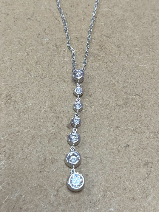 Sterling Silver CZ Pendant & Necklace New JTV