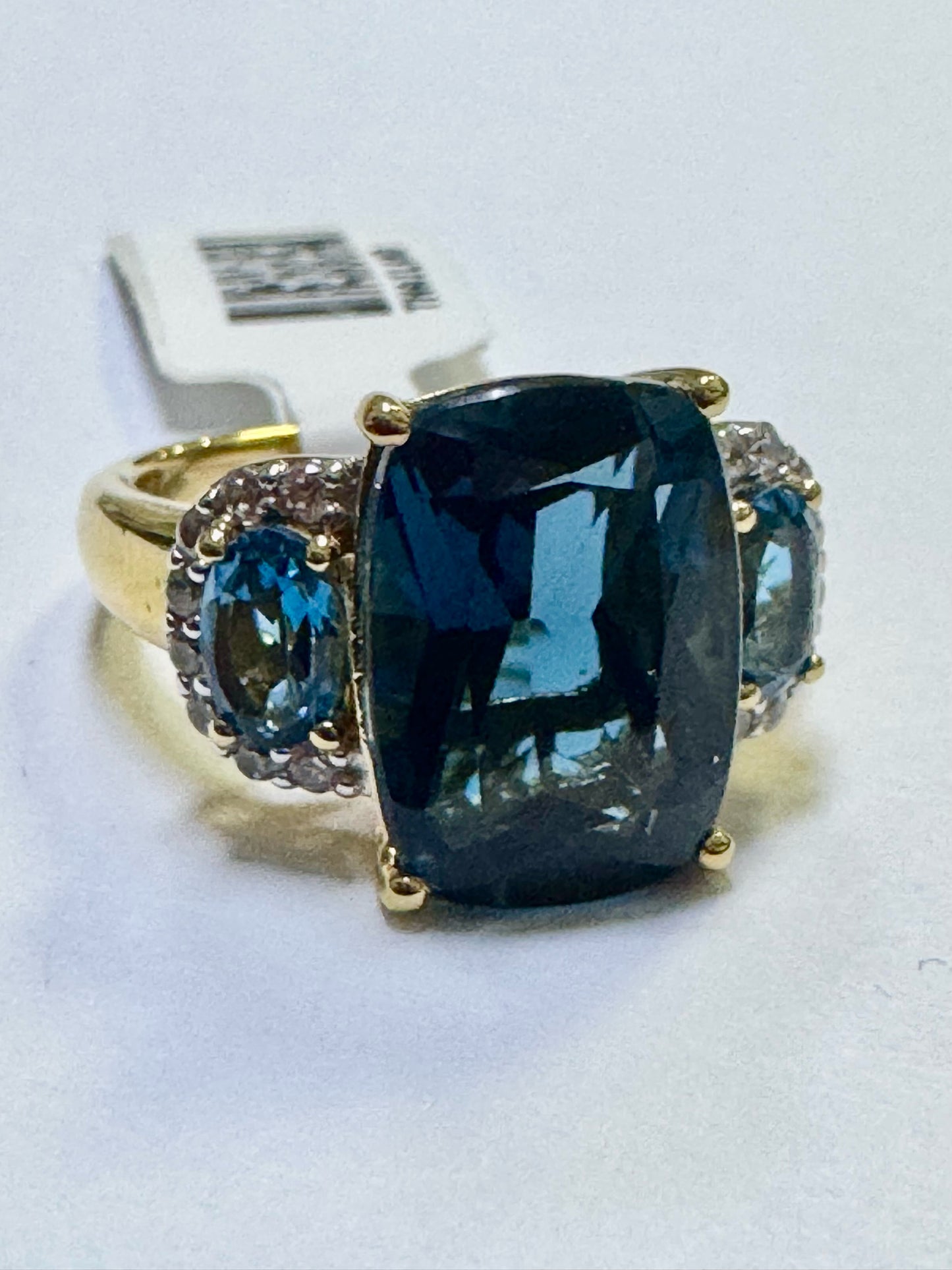 Gold Over Sterling Silver Blue Zircon Ring Size 8