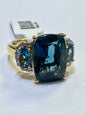 Gold Over Sterling Silver Blue Zircon Ring Size 8