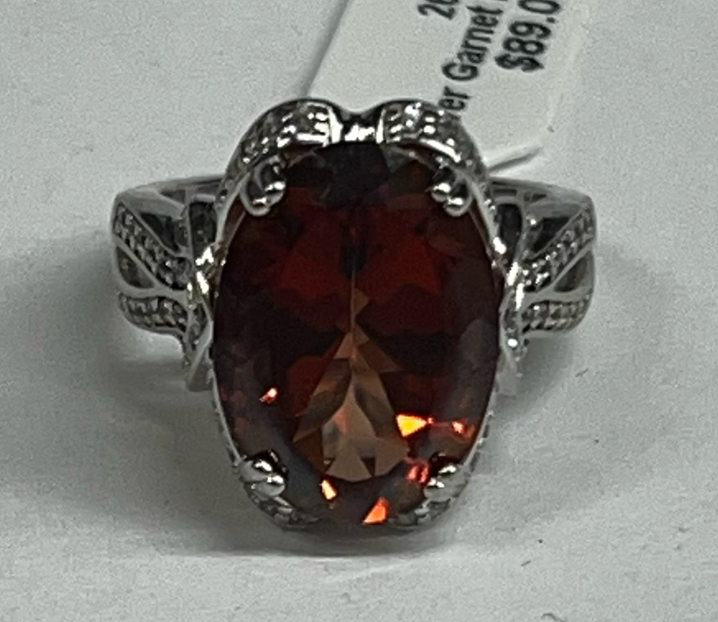 Sterling Silver Garnet Ring Size 9 New  JTV
