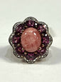 New Rose Gold Over Sterling Silver Gemstone Ring Rhodolite Garnets Size 6.75