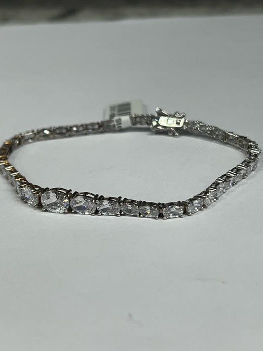 Sterling Silver CZ Tennis Bracelet 8" JTV