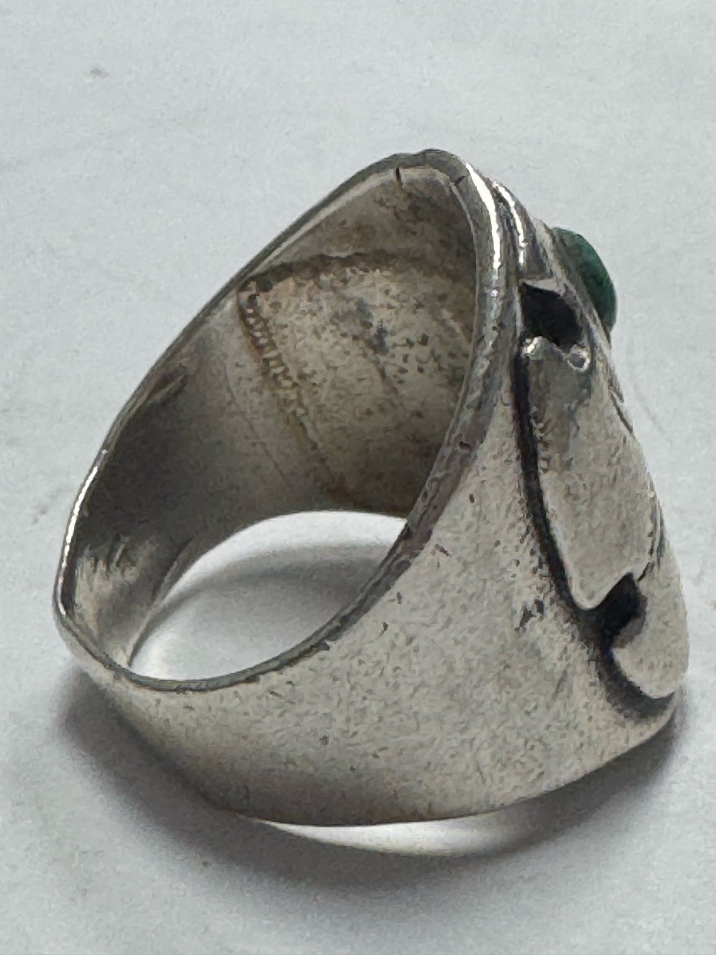 Native American Sterling Silver Turquoise Ring Heavy 13g Size 8