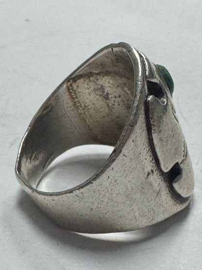 Native American Sterling Silver Turquoise Ring Heavy 13g Size 8