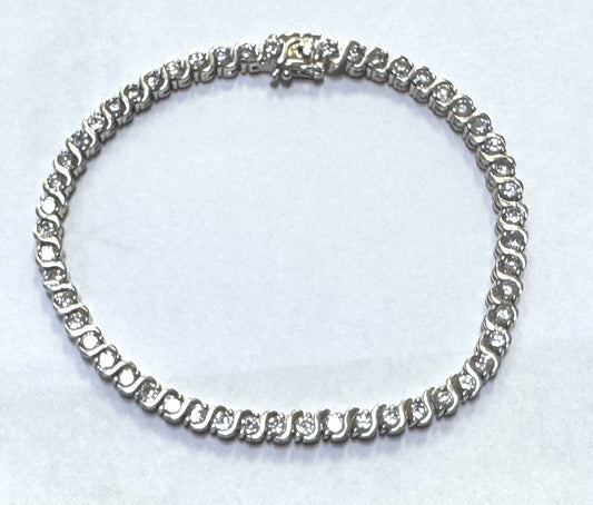 Sterling Silver CZ Tennis Bracelet 8.5" X-Long
