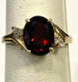 14k Yellow Gold Garnet Diamond Ring Size 7.5