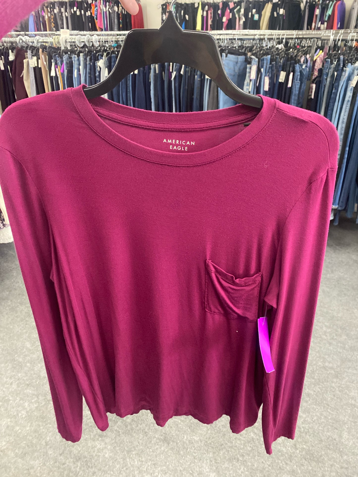 Burgundy American Eagle Long Sleeve Shirt Women's