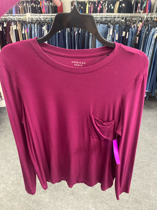 Burgundy American Eagle Long Sleeve Shirt Women's