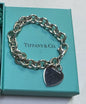 Tiffany & Co. 925 Sterling Silver Heart Tag Charm Link 7.25" Bracelet
