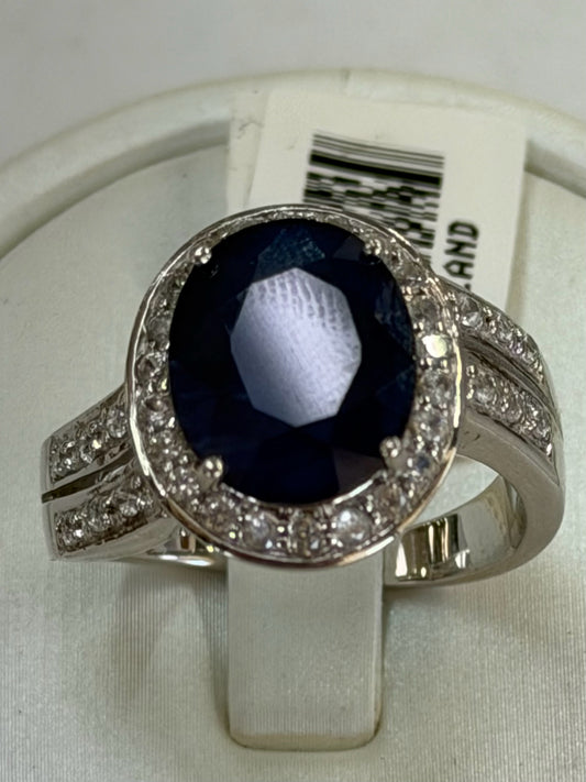 Sterling Silver Blue & White CZ Ring Size 8 New w/ Tags JTV
