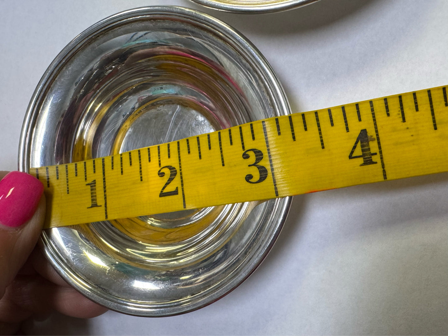 (2) Pair Set of Tiffany & Co Sterling Silver Salt Cellar Dish Bowls  3.5" Diam