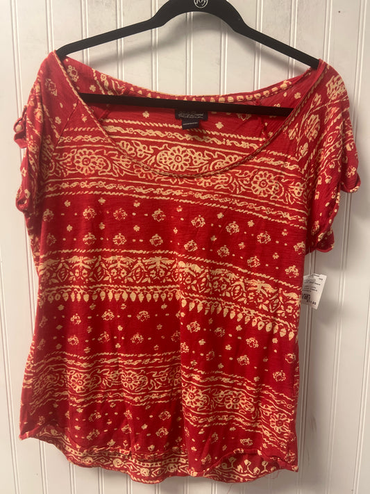 Red/Cream Lucky Brand Short Sleeve Shirt Women's