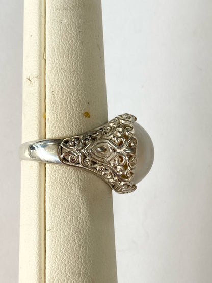 Sterling Silver Ring Pearl Size 9
