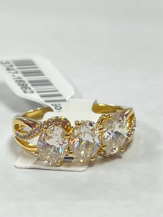 Gold Over Sterling Silver Strontium Titanate  Ring SZ 8 JTV New