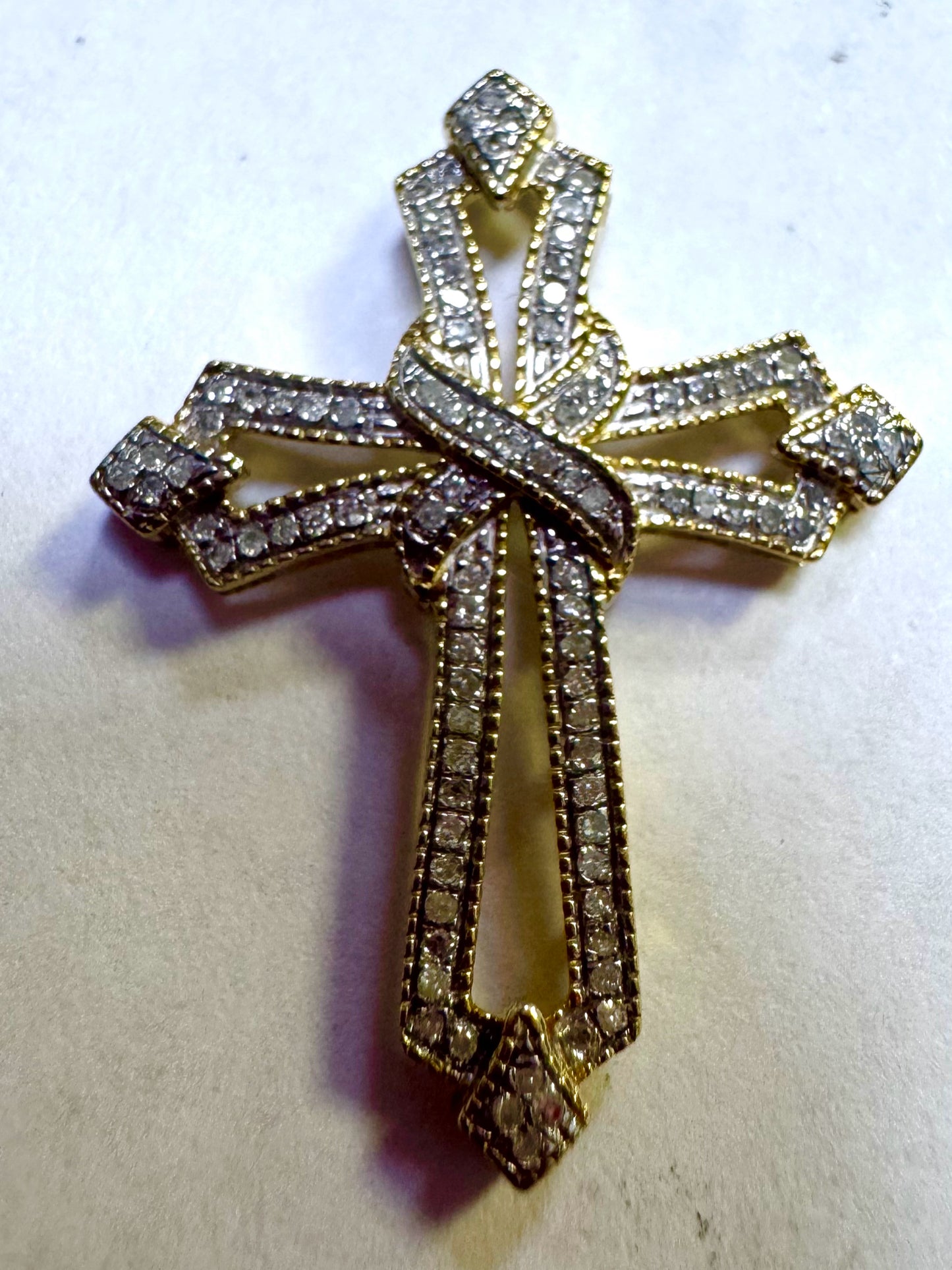 Gold Over Sterling Silver Diamond Pendant Cross