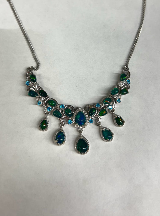 Sterling Silver Miami Blue Welo Opal Necklace New JTV