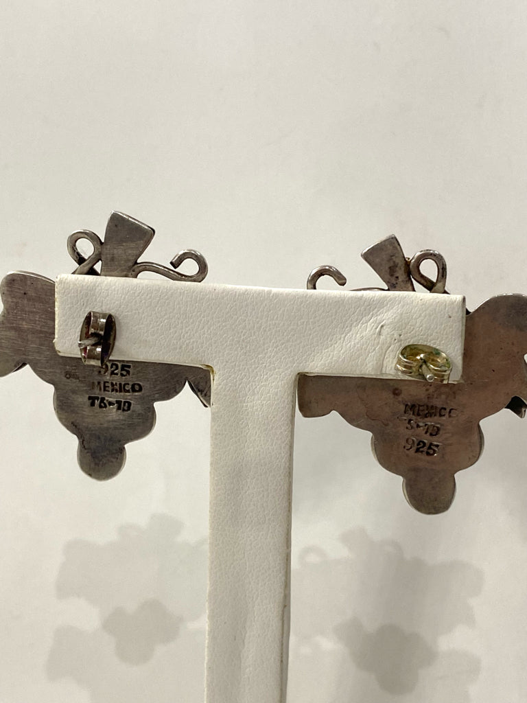 925 Sterling Silver Grape Bunch  Vintage Earrings 17g 1.4" x 1.1" Mexico Taxco