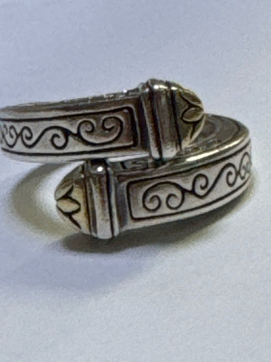 Brighton Sterling Ring Size 7.75 Bypass Two Tone