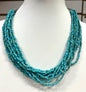 Carolyn Pollack Sterling Silver Beaded Turquoise 10 Strand Necklace Adj 17"-21”
