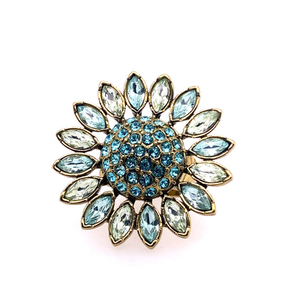 Heidi Daus Ring Size 9 Driving Miss Daisy Blue Flower Ring