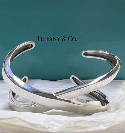 Tiffany & Co. Paloma Picasso Sterling Silver Graffiti X Cuff Bracelet w/ Box