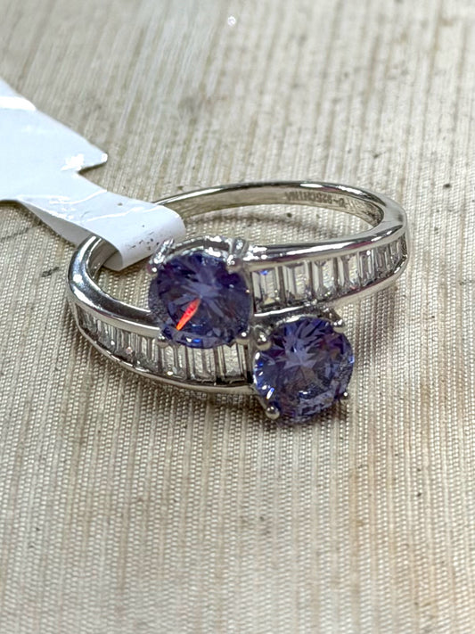Sterling Silver Blue & White Simulant Ring New w/ Tags Size 8 JTV