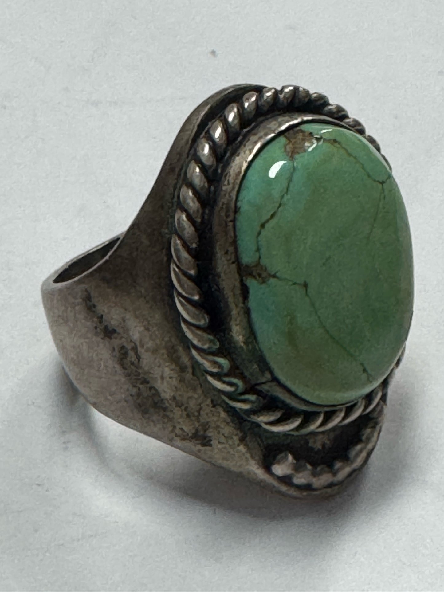 Native American Sterling Silver Ring Heavy Massive 33g Turquoise Size 11