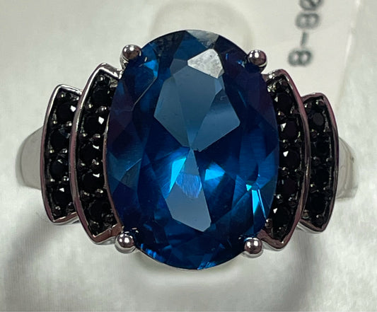 Sterling Silver Blue Lab Created Spinel Ring 5.41 ct tw Size 8 Neww/ Tags JTV