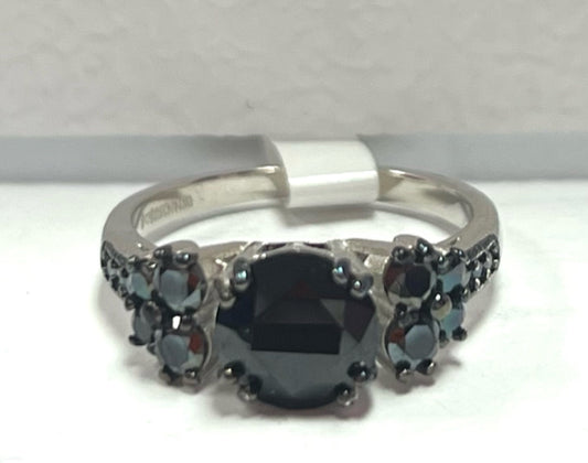 Sterling Silver 3 Piece Wedding Set JTV Black Spinal New w/ Tags Size 8