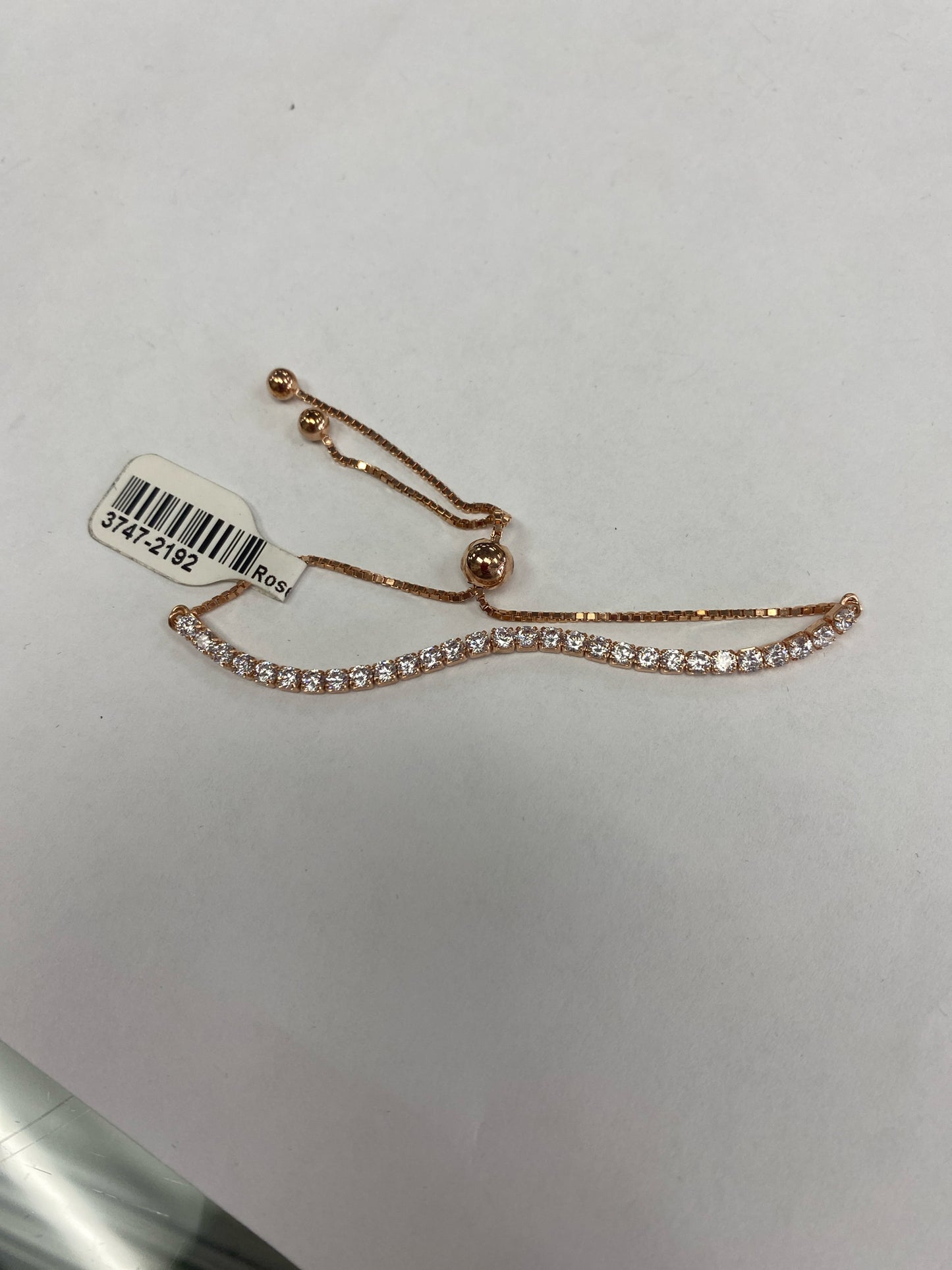 Rose Gold Plated  over Sterling Silver CZ Adjustable Bracelet