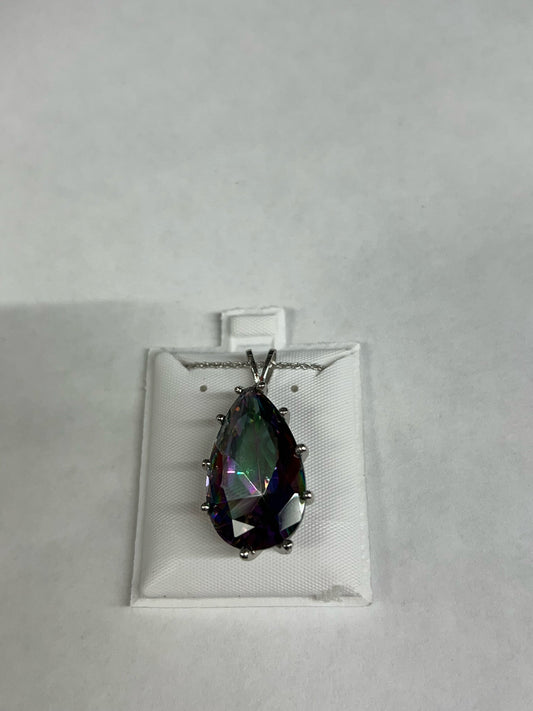 Sterling Silver Mystic Quartz Pendant & Chain New JTV