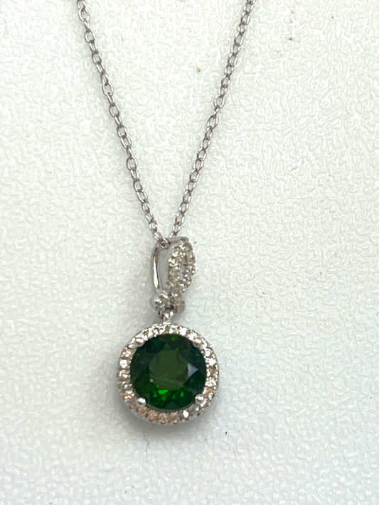 Sterling Silver Chrome Diopside Pendant & Chain New JTV