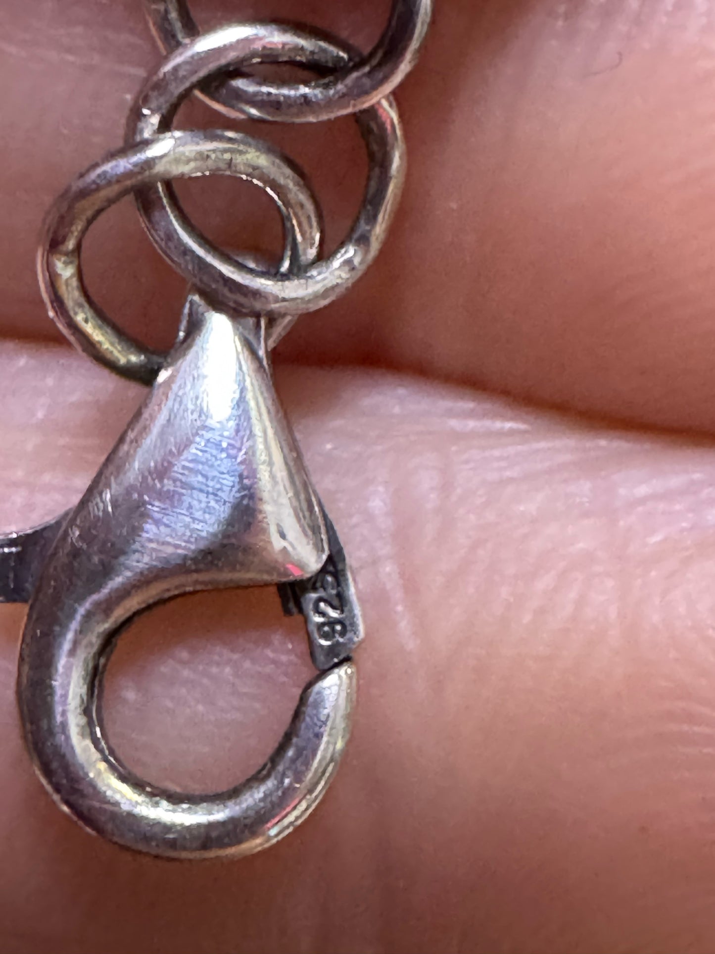 Vintage Sterling Silver Hinged Bangle 7" Bracelet Natural Baltic 1.28" Amber