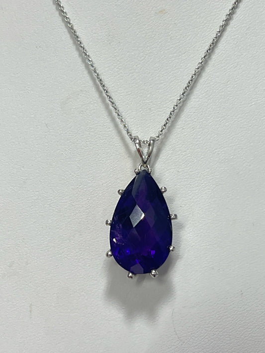 Sterling Silver Amethyst Necklace & Chain New JTV