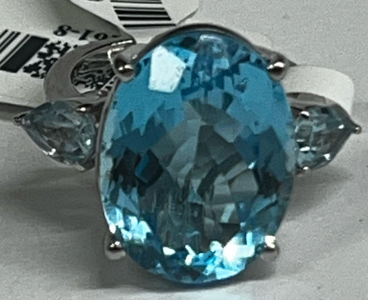 Sterling Silver Blue Topaz Ring New w/ Tags JTV Size 8