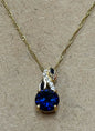 Gold Over Sterling Created Blue Sapphire Pendnt Necklace New JTV