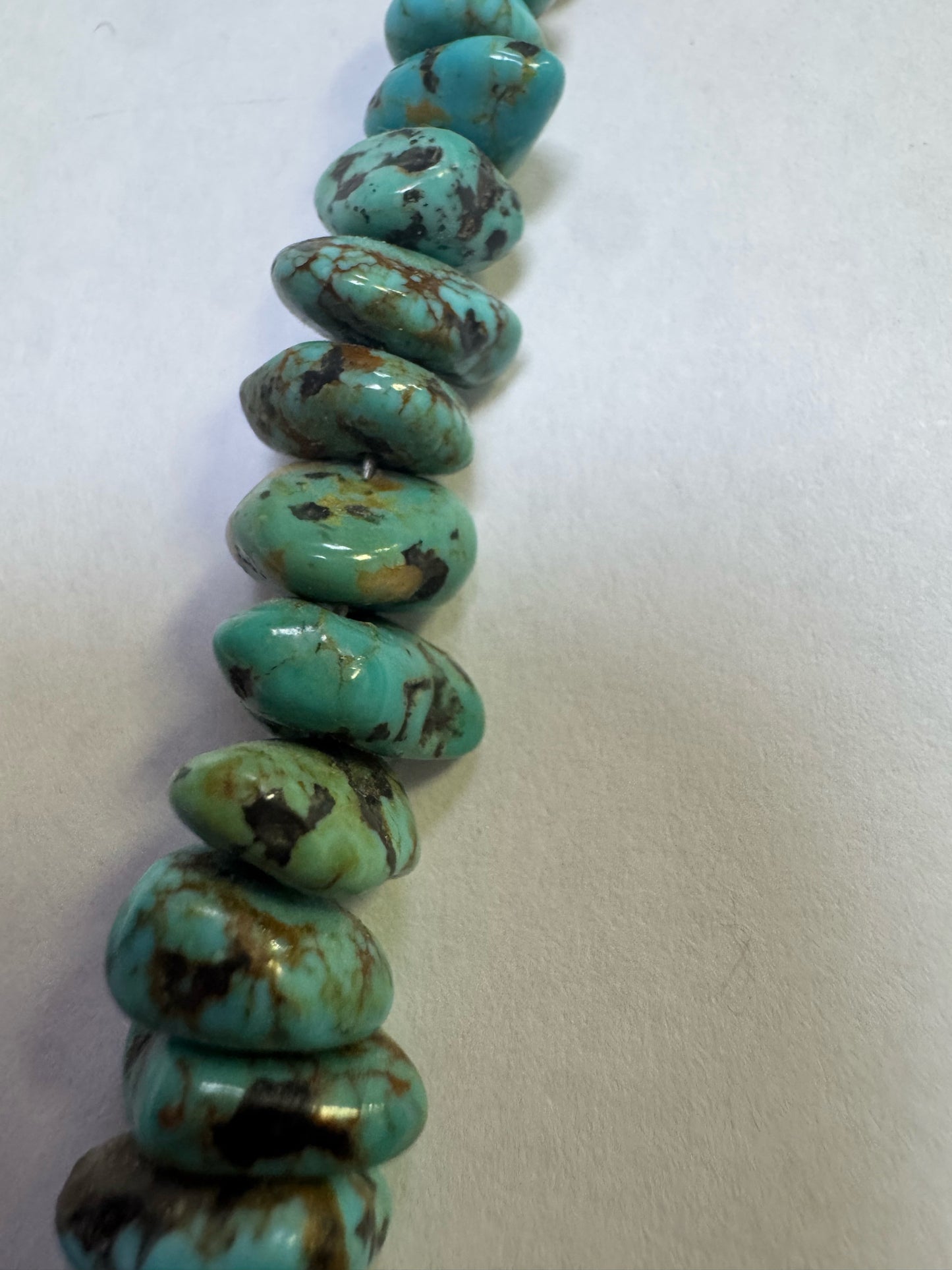 Native American Sterling Silver Turquoise Nugget & Slab 28" Necklace JN