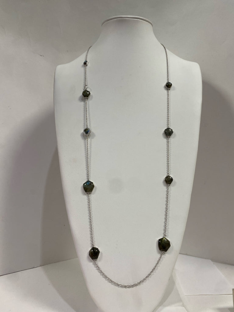40" Sterling Silver Gemstone Necklace