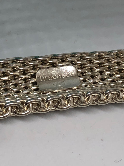 Tiffany & Co Sterling Silver Somerset Mesh Flexible 7.75"  Bracelet .60" Wide