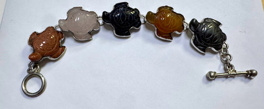 Charles Albert Sterling Silver Carved Sea Turtle 7.5" Bracelet 50g .90" Wide