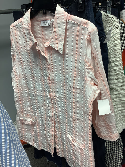 Pink & White Joan Rivers Long Sleeve Shirt Women's