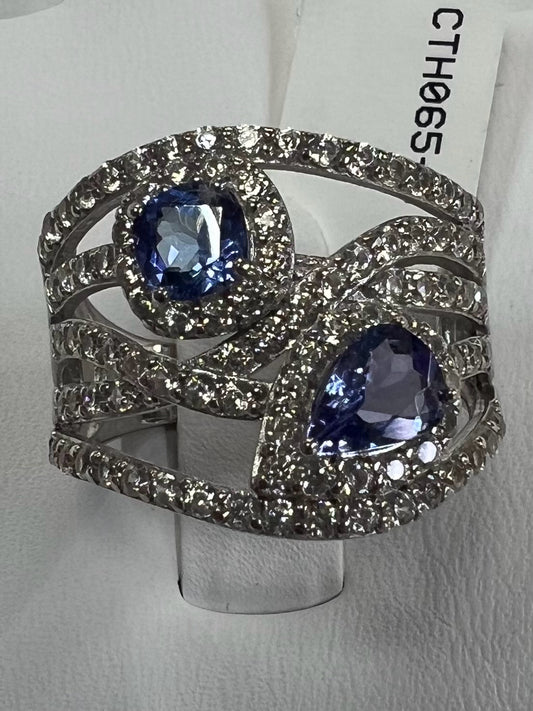 Sterling Silver Tanzanite & White Zircon Ring New w/ Tags JTV 2.74 cttw Size 8