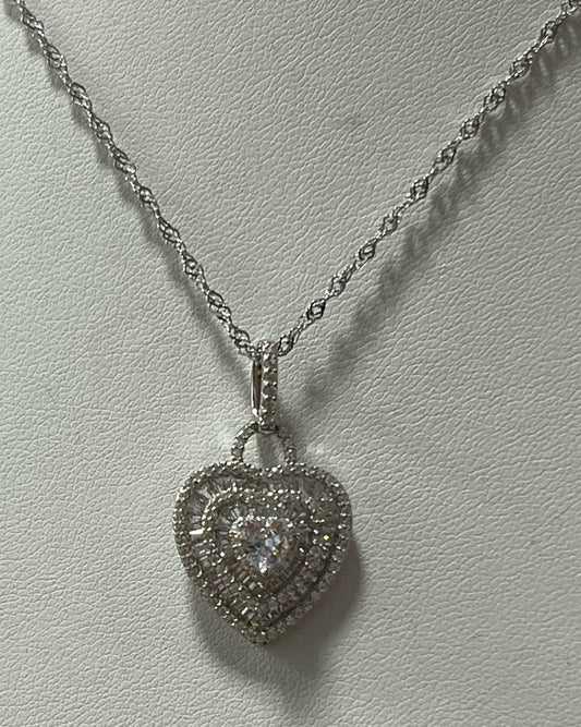 Sterling Silver CZ Necklace Pendant Chain New JTV