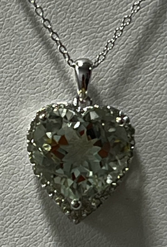 Sterling Silver Prasiolite Necklace & Pendant  New JTV