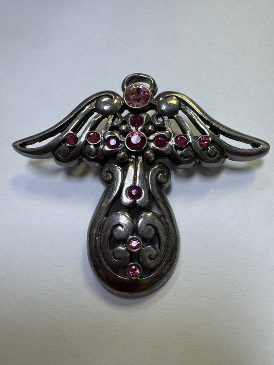 Sterling Silver 925  Barse Angel Pin Brooch Pendant 1" x 1.10"